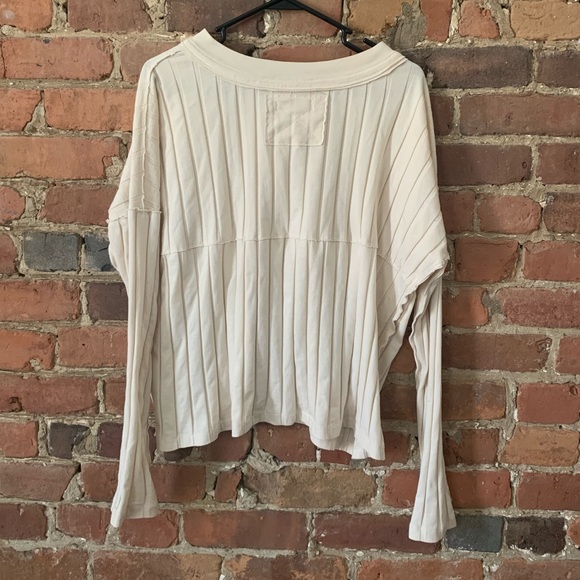 Cream Ribbed Long-sleeve Tee - Picture 4 of 4
